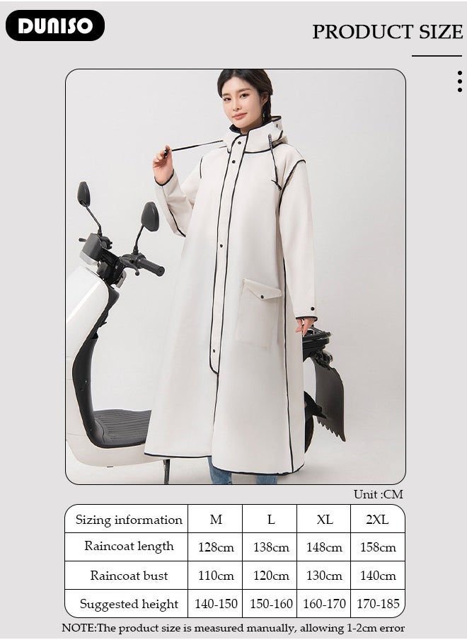 DUNISO Rain Coat, Reusable Rain Ponchos for Adult, Off-white EVA Waterproof Rain Coat, Rain Wear for Adults with Hood and Drawstring, Packable Waterproof Raincoat for Biking Outdoor Working Camping  - Image 4