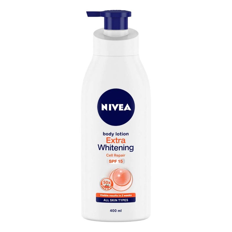 Nivea لوشن الجسم نيفيا للتفتيح الإضافي وإصلاح الخلايا SPF 15 لجميع أنواع البشرة 400 مل بلسم الشفاه فواكه التوت الأسود اللامع 48 جرام - Image 2