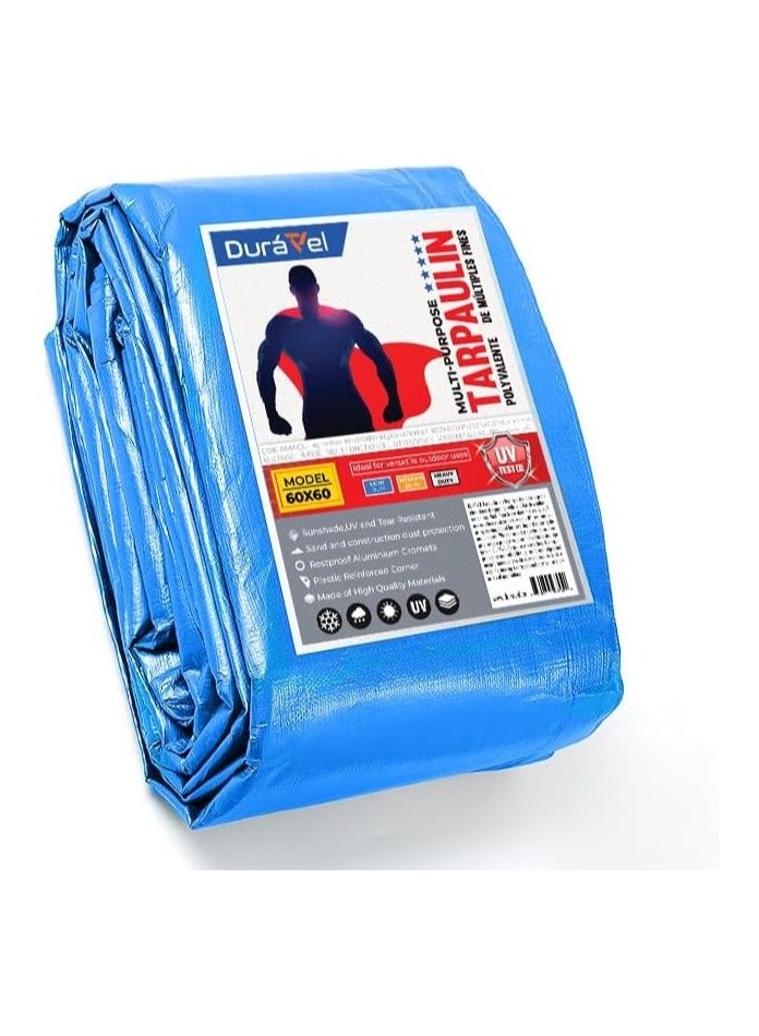 Duravel Waterproof Ground Cover Sheet Tarpaulin for Outdoors,Tarpaulin Tirpal Tadpatri Tharpai Thadika Cover for Car Boat Camping Firewood Woodpile (6Mtrs X 6Mtrs) - Image 1