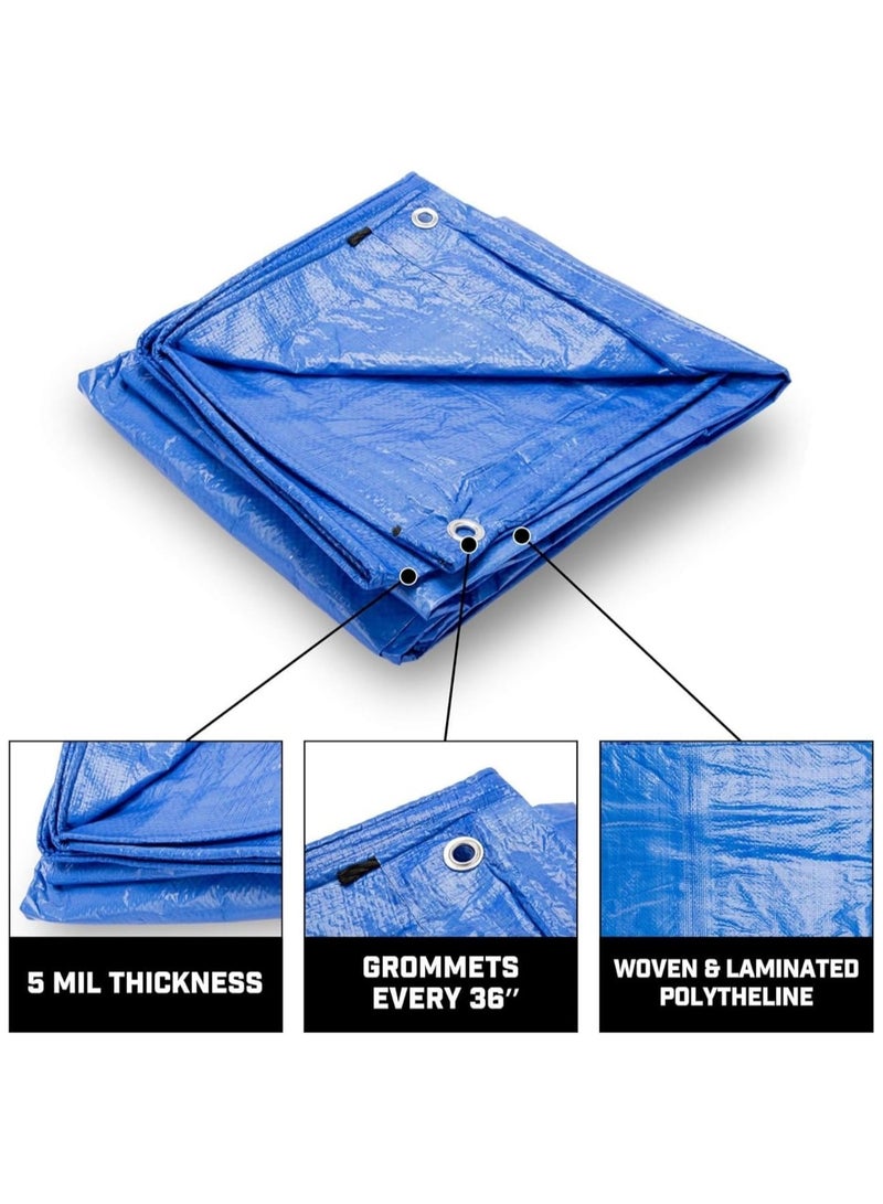 Duravel Waterproof Ground Cover Sheet Tarpaulin for Outdoors,Tarpaulin Tirpal Tadpatri Tharpai Thadika Cover for Car Boat Camping Firewood Woodpile (6Mtrs X 6Mtrs) - Image 2
