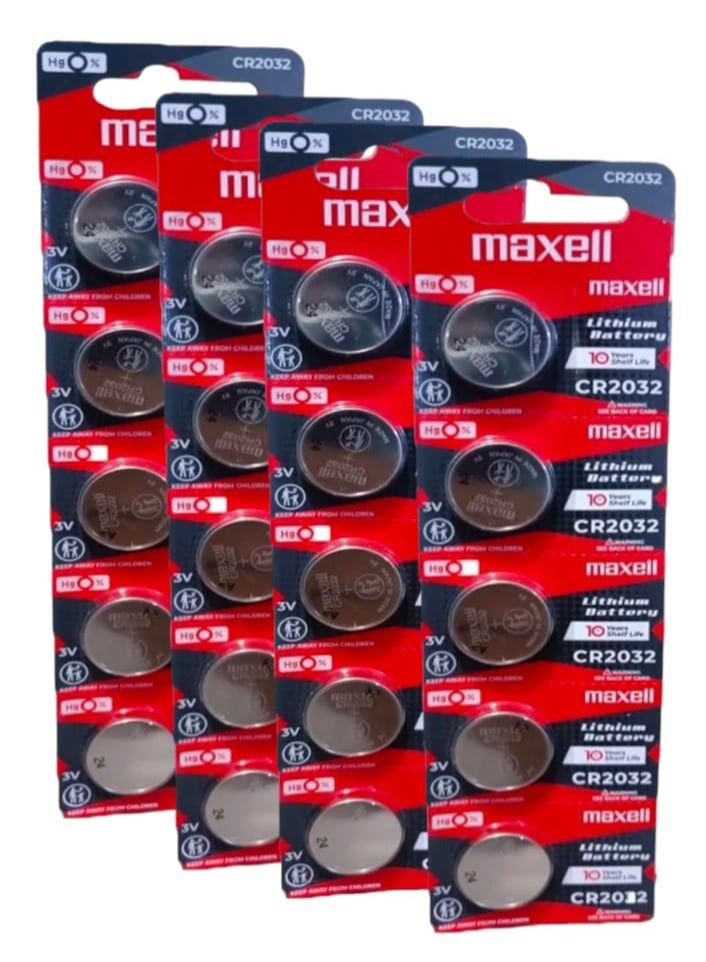 Maxell Lithium battery, 20 pieces, model CR2032, made in Japan