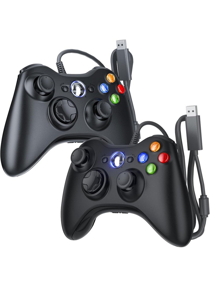 Wired Controller Compatible with Xbox 360 (2 Pack), Gamepad with Dual-Vibration, Compatible with Xbox 360 / 360 Slim & PC Windows 7, 8, 10, 11 - Image 1