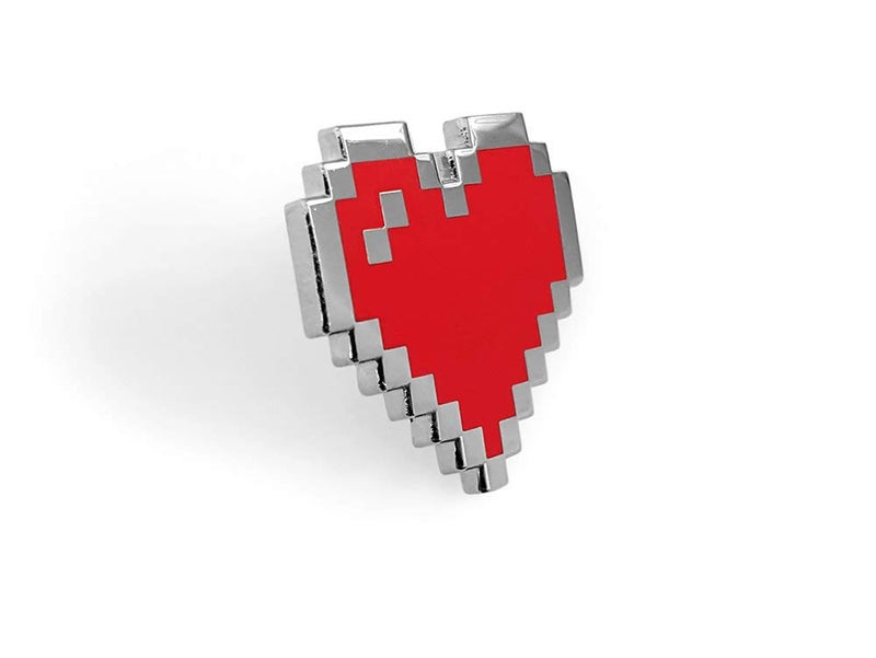 Pinsanity Retro 8-Bit Pixel Heart Enamel Lapel Pin - Image 2