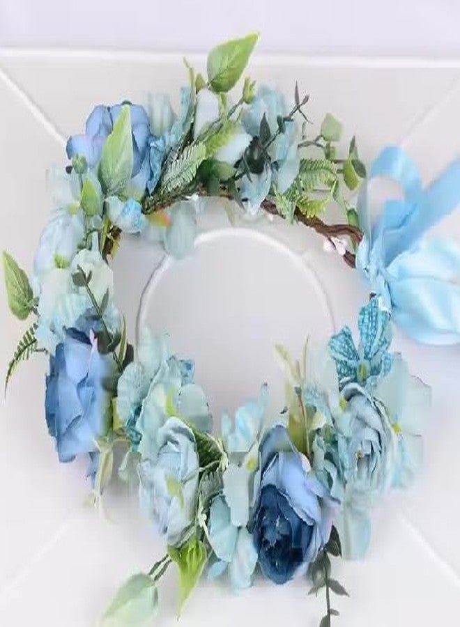 GODFLY Boho Floral Crown Headband for Bridesmaids Bride Girls, Wedding Hair Accessory with Multicolor Flowers, Traditional Gajra Tiara for Sangeet Haldi Mehendi Ceremony, Party Headpiece - Image 1