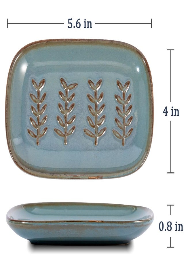 HighHerz Aesthetic Ceramic Soap Dish for Shower, Soap Holder with Raised Relief, Shower Soap Dish for Shampoo Bar Or Sponge, Soap Saver for Bathroom, Kitchen, Sink, Decorative Soap Tray (Blue) - Image 5