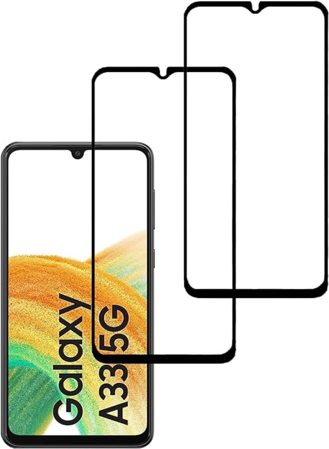 Eachy Compatible with Samsung Galaxy A33 5G (SM-A336) Screen Protector, [Pack of 2] Full Coverage Ultra Clear Screen Protector for Samsung Galaxy A33 5G Tempered Glass Film 6.4 Inch Black
