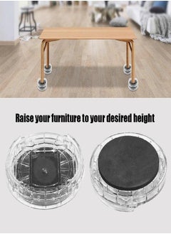 GOTOTOP GOTOTOP Furniture Round Risers, 8pcs/Set Bedding Bed Furniture Riser,Adjustable Bed Risers Furniture Leg,Plastic Non-Slip Riser Table Lift for Sofa Table Chair Bed Desk (Transparent)  - Image 1