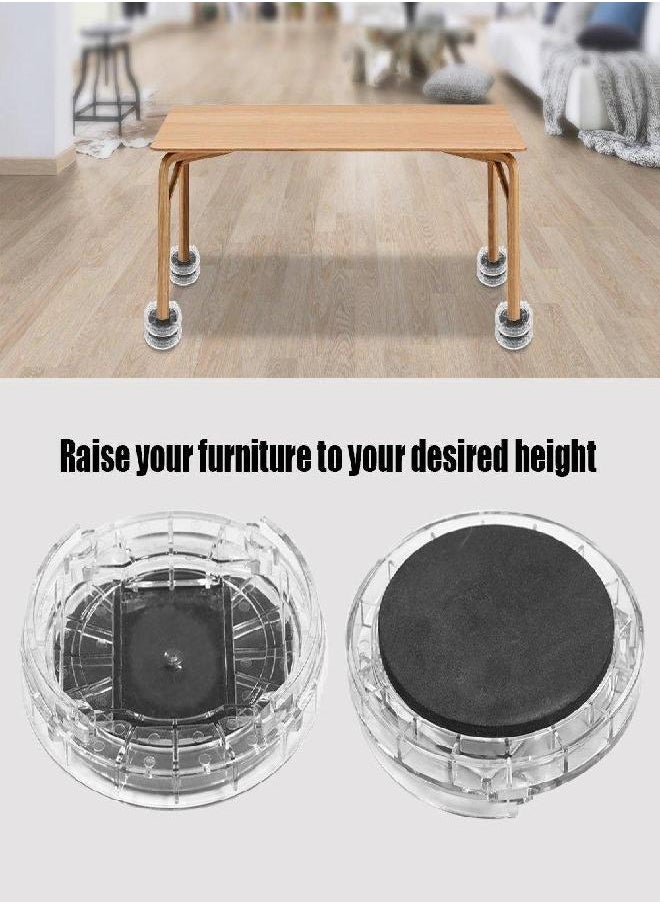 GOTOTOP GOTOTOP Furniture Round Risers, 8pcs/Set Bedding Bed Furniture Riser,Adjustable Bed Risers Furniture Leg,Plastic Non-Slip Riser Table Lift for Sofa Table Chair Bed Desk (Transparent)  - Image 1