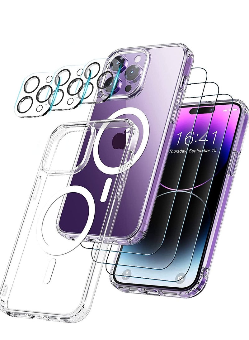 [7 in 1] for iPhone 14 Pro Max Case,with 3 Pack Screen Protector + 3 Pack Camera Lens Protector,Ultra Thin Scratch Resistant Drop Magnetic Phone Case for iPhone 14 Pro Max 6.7 Inch - Image 1