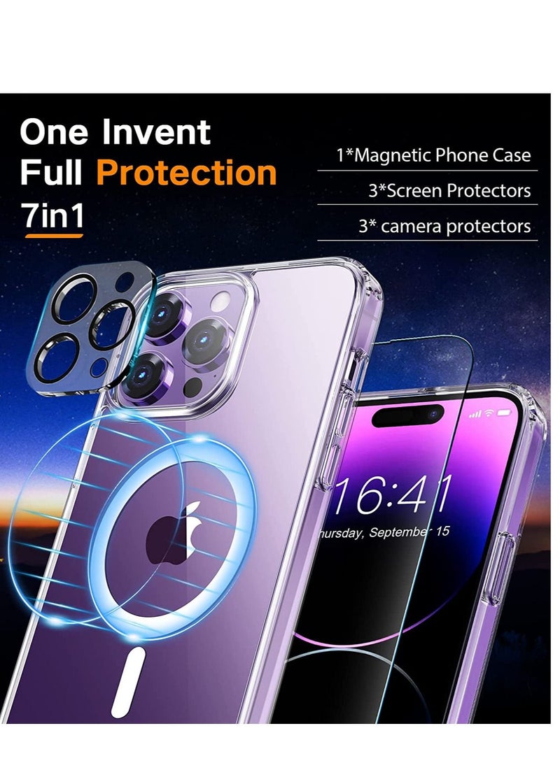 [7 in 1] for iPhone 14 Pro Max Case,with 3 Pack Screen Protector + 3 Pack Camera Lens Protector,Ultra Thin Scratch Resistant Drop Magnetic Phone Case for iPhone 14 Pro Max 6.7 Inch - Image 3