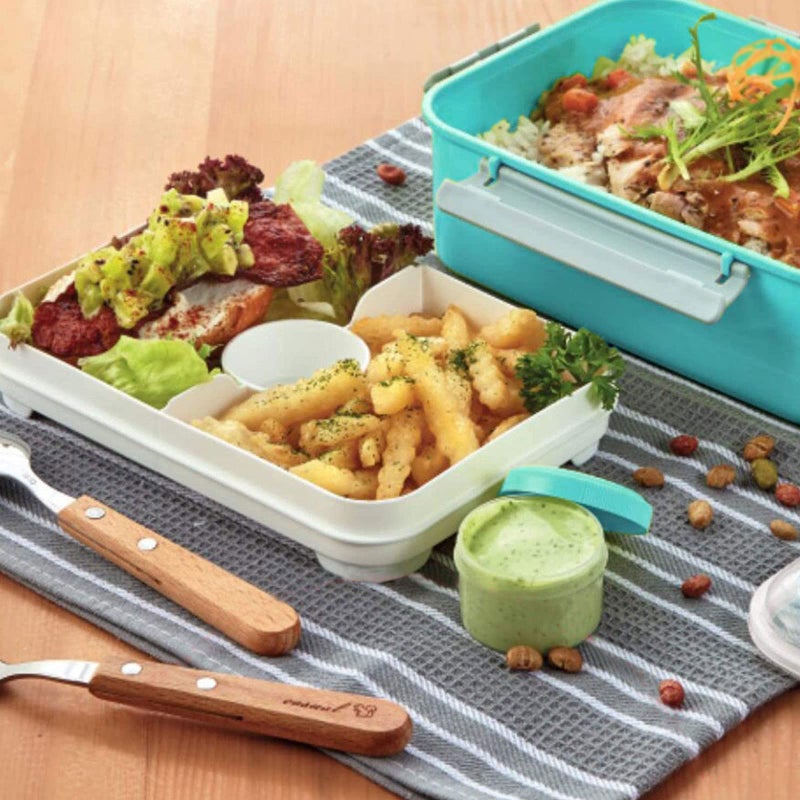 shopwithgreen 3 Pack Salad Lunch Box Food Storage Containers  47oz Bento Box To Go Container with Lids  Meal Prep Containers with Removable Tray & Dressing Pots for Kids and Adults  Reusable and Microwave Safe - Image 4