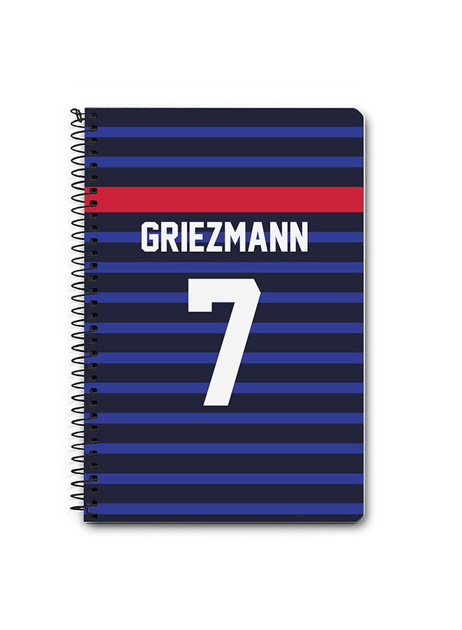 Stylizedd Designer A5 Spiral Notebook Memo Notepad Journal - Football Team - France Player Name - Griezmann - Image 1