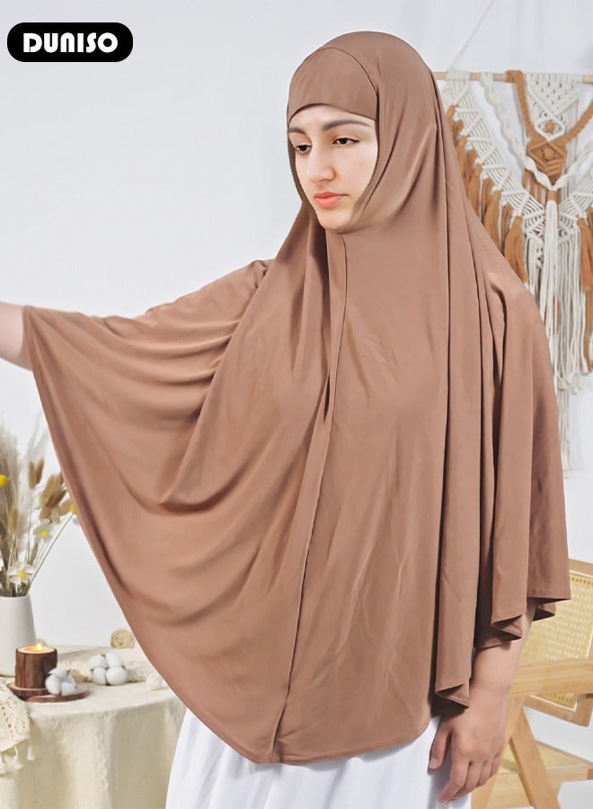 DUNISO Muslim Hijab for Women, High Stretch Head Warp , Hijab Pure Color Half-body Cover Scarf, Instant Premium Jersey Head Scarf, All-season & Easy Wear Soft Hijab - Image 5