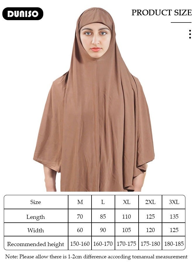 DUNISO Muslim Hijab for Women, High Stretch Head Warp , Hijab Pure Color Half-body Cover Scarf, Instant Premium Jersey Head Scarf, All-season & Easy Wear Soft Hijab - Image 4