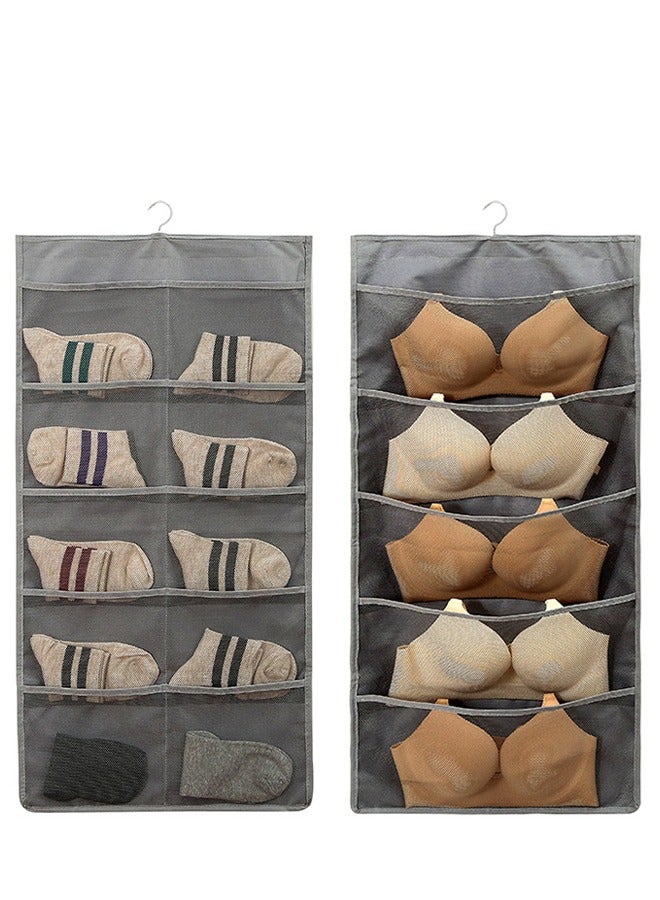 Underwear and underwear storage hanging bag, household wall mounted sock storage bag, wardrobe underwear and bra double-sided storage hanging bag (2 pieces) - Image 3