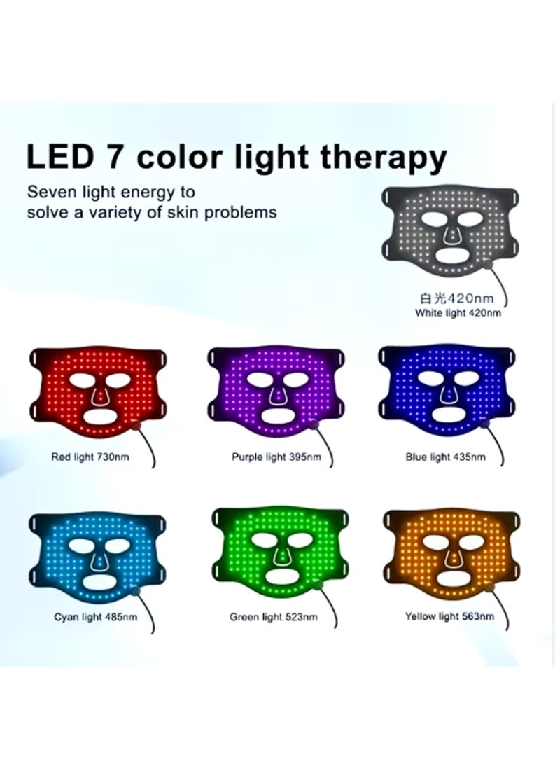 عام أداة تجميل منزلية لإزالة حب الشباب، ضوء أحمر وأزرق للوجه، مطياف مصباح 7 ألوان، أداة قناع، قناع، صف كبير من الأضواء LED، تجديد شباب الجلد بالفوتون - Image 5