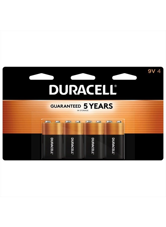 Duracell Duracell Coppertop 9V Battery, 4 Count Pack, 9-Volt Battery with Long-lasting Power, All-Purpose Alkaline 9V Battery for Household and Office Devices  - Image 1