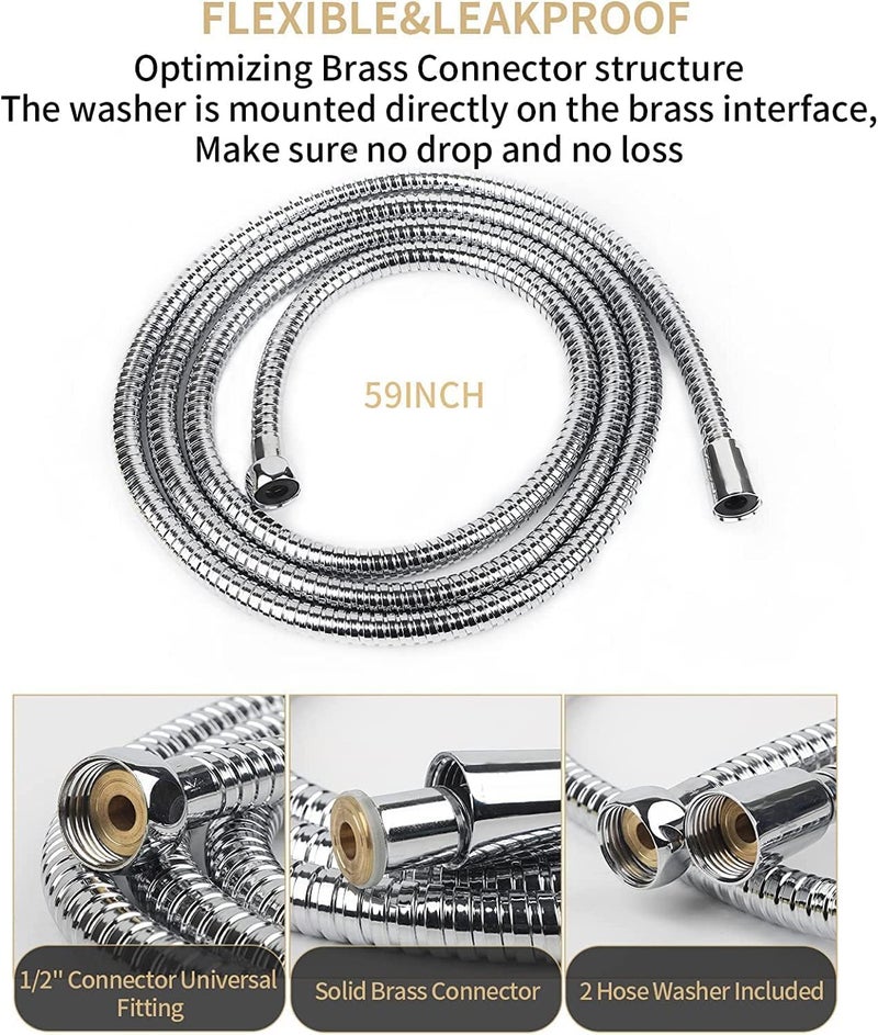 METWIN Jet Spray Pipe For Toilet Flexible Pipe For Hand ShowerShower Pipe For BathroomGeyser Pipe Set Health Faucet Tube Hose Pipe Chrome Finish 304 Grade Flexible Shower Hose Pipe 15 Meter - Image 2