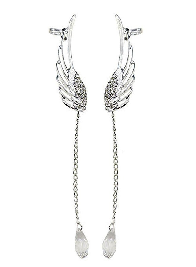 Ruvee Angel Wing Long Drop Earrings for Women - Crystal Chain Dangle Earrings, Lightweight Boho Fashion Jewelry - Image 4