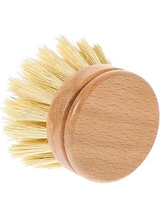 Wood Handle Dish Brush Natural Fiber Scrubber Head Small Size for Non Stick Cookware - Image 1