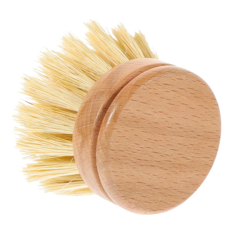 Wood Handle Dish Brush Natural Fiber Scrubber Head Small Size for Non Stick Cookware - Image 2