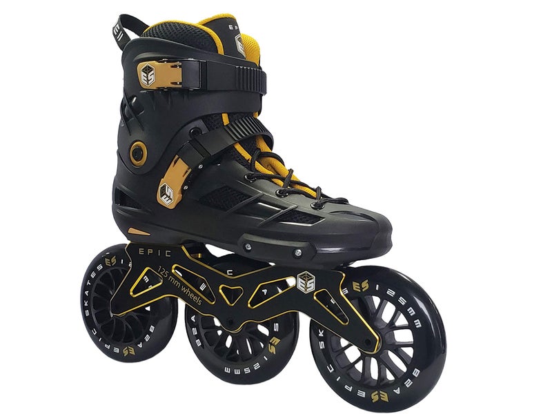 Epic Skates Epic Engage 125mm 3-Wheel Inline Speed Skates, Black/Gold, Adult 10 - Image 2