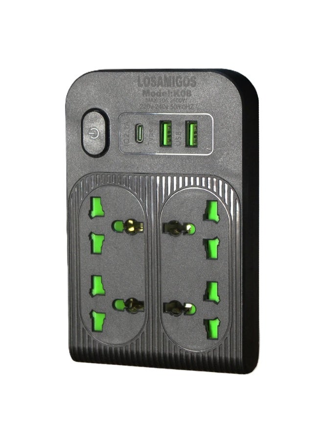 High Power 2500W Multi-Outlet Surge Protector with 4 Sockets & Type-C Port - Image 2