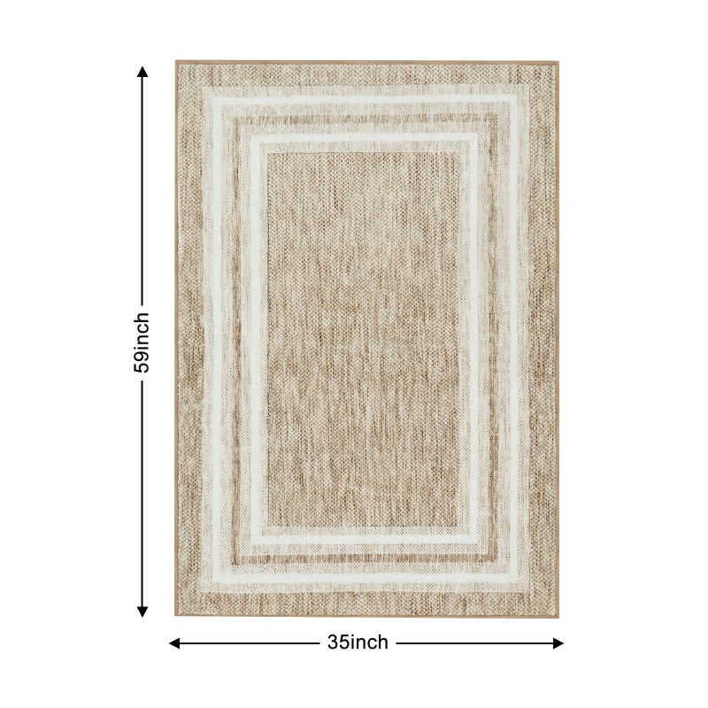 OJIA Modern Bordered Washable Rug 3'x5', Printed Non Slip Rug for Living Room Soft Bedroom Entry Mat Non-Shedding Accent Carpet Indoor Door Mat Small Carpet for Entryway Kitchen Bathroom Office - Image 2