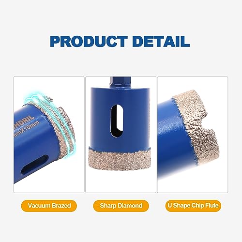 HIGHDRIL Diamond Hole Saw Kit - (6/6/6/6/6/8/10/12/14mm+35mm Hex Chamfer) Diamond Core Drill Bit Set for Porcelain Ceramic Granite Marble Hard Materials - Image 4