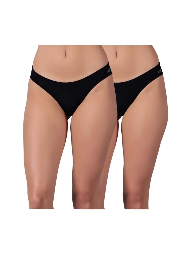 Circus &Circus Airsoft Bikini | Innerwear for Women | Low Rise Seamless Panties | Sleek Bikini Cut Ladies Underwear for Women | (Pack of 2) (Jet,Jet), XL - Image 1