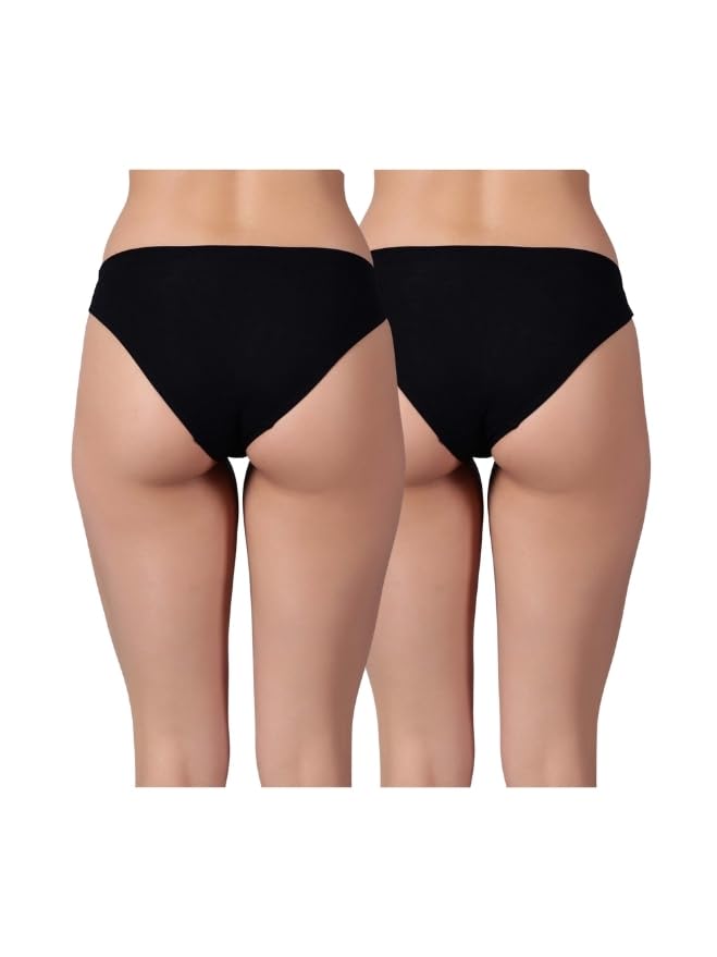 Circus &Circus Airsoft Bikini | Innerwear for Women | Low Rise Seamless Panties | Sleek Bikini Cut Ladies Underwear for Women | (Pack of 2) (Jet,Jet), XL - Image 2