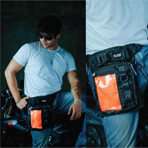 Monkey Troopers Drift Thigh Bag, Waist & Leg Motorcycle Bag with Strap, Magnet Mount, Touch-Sensitive Navigation Pocket, Large Capacity for Riding & Hiking (Black) - Image 3