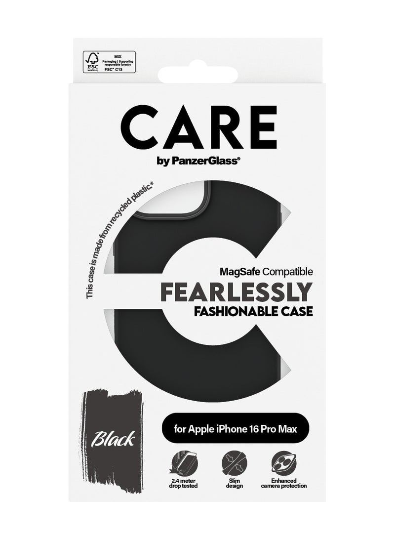PanzerGlass حافظة هاتف CARE من PanzerGlass® لهاتف Apple iPhone 16 Pro Max بتصميم نحيف باللون الأسود، مظهر أنيق وعصري، حماية معززة للكاميرا، مواد معاد تدويرها، توافق سلس مع MagSafe - Image 3