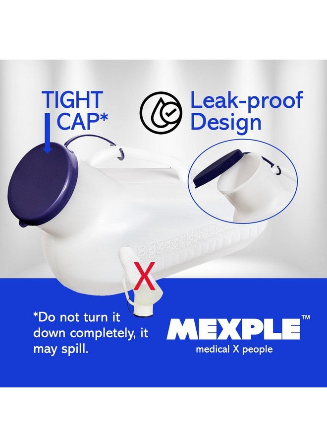 MEXPLE Unisex Peepod Urinal Pot | Pee Funnel | Portable & Safe Medical Grade Urine Pot With Female Cup Â - 1000ML | Urine Bottle For bed Patients | For Women & Men - White - Image 4