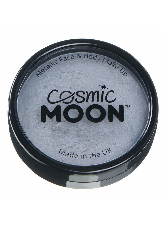 Cosmic Moon Metallic Pro Face & Body Paint Cake Pots by Cosmic Moon - Silver - Professional Water Based Face Paint Makeup for Adults, Kids - 1.26oz - Image 1