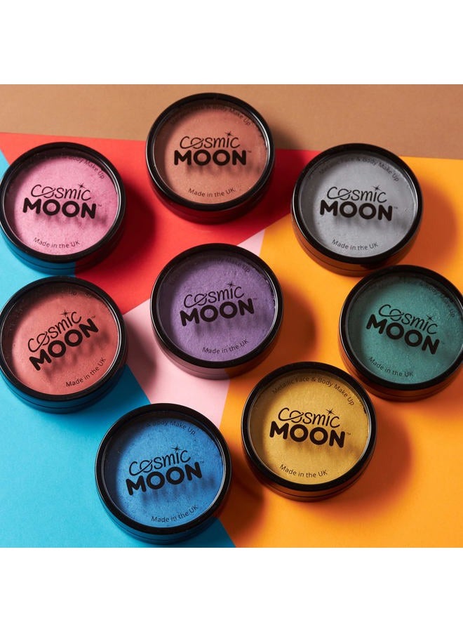Cosmic Moon Metallic Pro Face & Body Paint Cake Pots by Cosmic Moon - Silver - Professional Water Based Face Paint Makeup for Adults, Kids - 1.26oz - Image 4