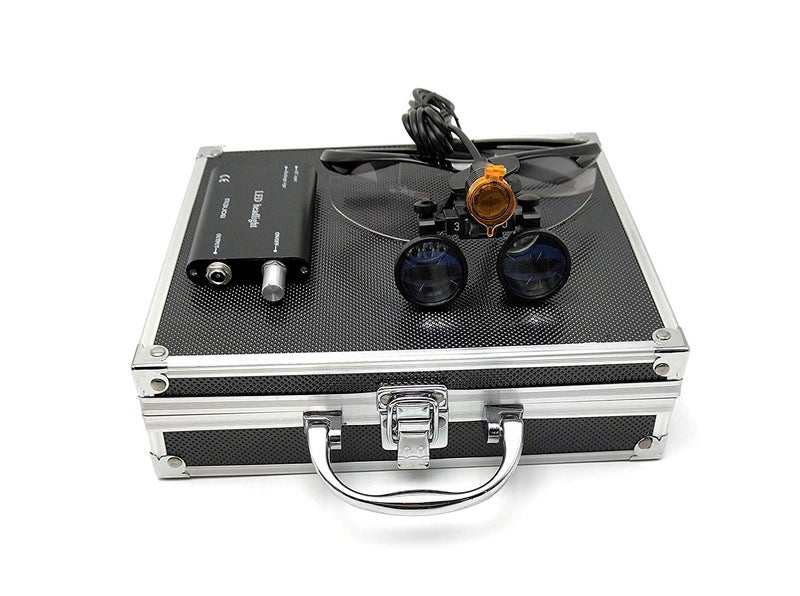 EAST Brand 35X 420mm Working Distance Optical Glass Surgical Binocular Loupes and LED Head Light Lamp with Filter Aluminum Box StyleBlack - Image 1