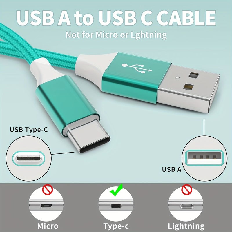 6 Pack USB C Nylon Braided Charging Cable for iPhone 16 Pro Max Samsung Galaxy S24 S23 S22 - Image 2
