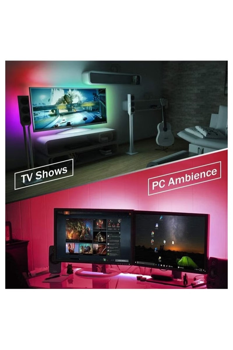 TIITAS Smart RGB LED Strip Light for TV & Monitor 16 Million Colors, App & Music Sync Control, USB Powered Ambient Backlight for 32 to 65 Inch Screens, Flexible Strip with Adhesive for Easy Installation - Image 4