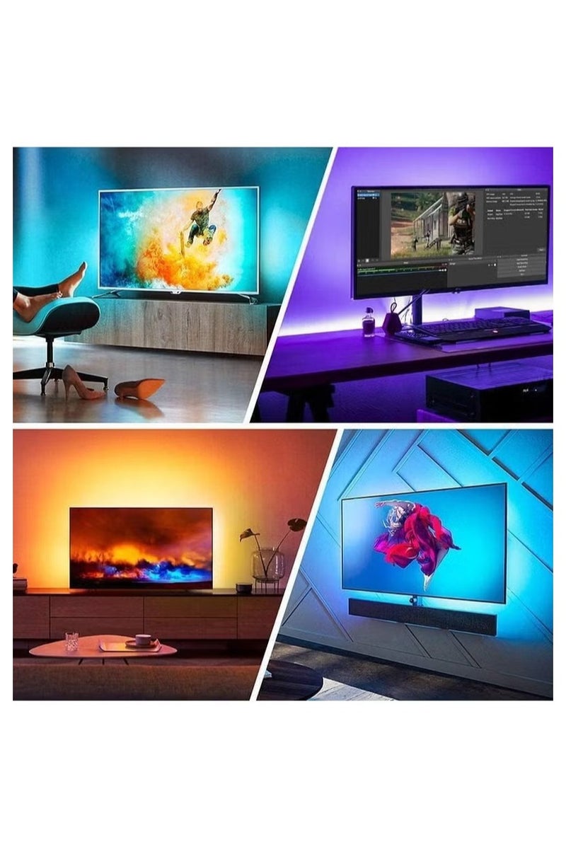 TIITAS Smart RGB LED Strip Light for TV & Monitor 16 Million Colors, App & Music Sync Control, USB Powered Ambient Backlight for 32 to 65 Inch Screens, Flexible Strip with Adhesive for Easy Installation - Image 3