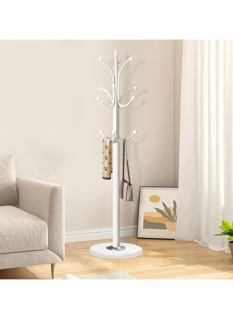 Generic Coat Hanger Stand Bedroom Clothes Hanger Stand Metal Coat Rack Stand Free Standing Hall Tree for Hanging Scarf Bag Jacket Home Entry-way Hat Hanger Organizer Shelves (White) - Image 2