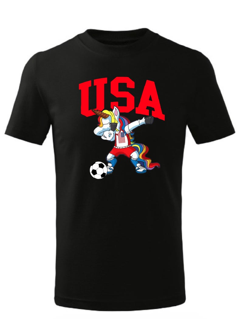 USA Football Team World Fans printed T shirts Supporting The Team Football Team Jersey T shirts For Men | Women | Kids to win the cup (Black)  - Image 1