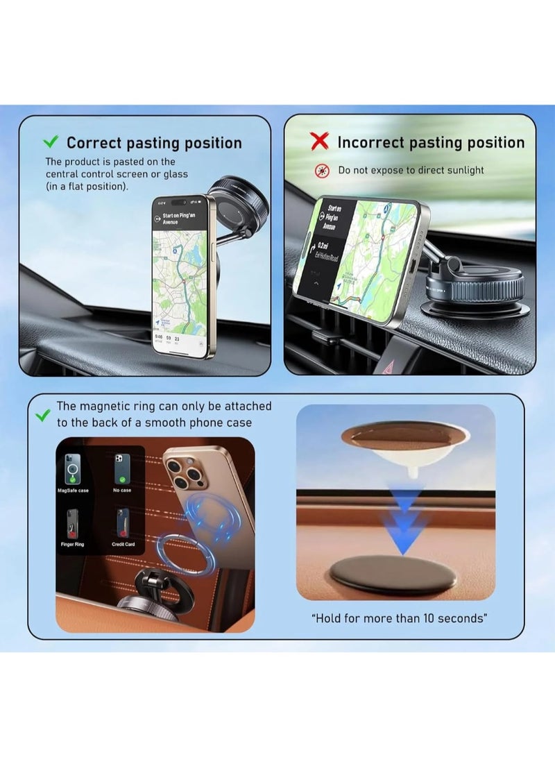 إيجيل حامل هاتف مغناطيسي قابل للطي، يدور 360 درجة، حامل سيارة بتقنية الشفط الفراغي، تثبيت قوي وآمن، حامل هاتف معدني - Image 5