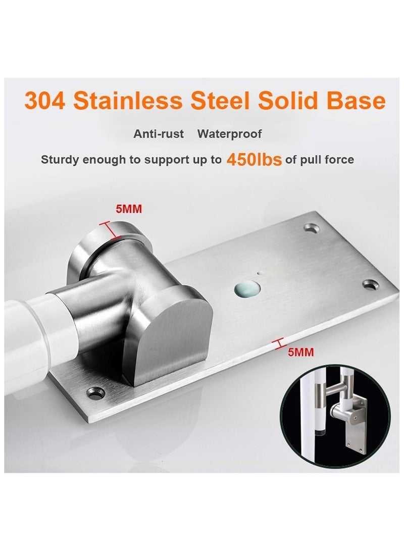 Arabest Foldable Toilet Grab Bar 304 Stainless Steel Medical Safety Shower Handrails Anti Slip Bathroom Seat Support Bar Flip-Up Bathtub Grab Arm Bar Hand Grips for Disabled Elderly Handicap Pregnant(White) - Image 2