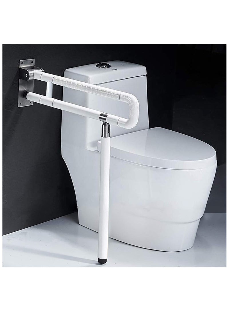 Arabest Foldable Toilet Grab Bar 304 Stainless Steel Medical Safety Shower Handrails Anti Slip Bathroom Seat Support Bar Flip-Up Bathtub Grab Arm Bar Hand Grips for Disabled Elderly Handicap Pregnant(White) - Image 1