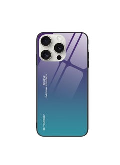 For iPhone 16 Pro Max Gradient Color Glass Phone Case(Aurora Blue)
