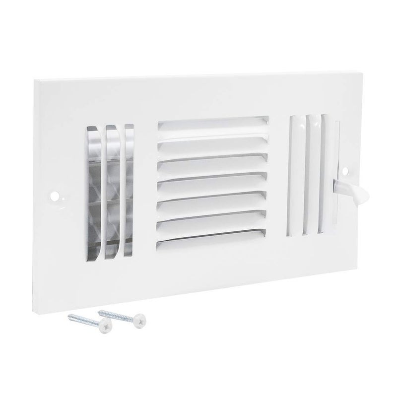 EZFLO 8 x 4 Inch ThreeWay Ventilation Steel SidewallCeiling Register Steel Duct Opening 61658