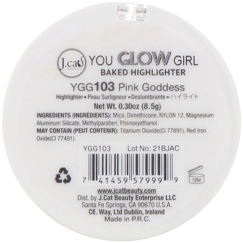 J.Cat Beauty You Glow Girl Compact Multi-Dimensional Highlighter, Highly Pigmented, Shimmery Baked Highlighter for Luminous Finish, Pink Goddess - Image 3