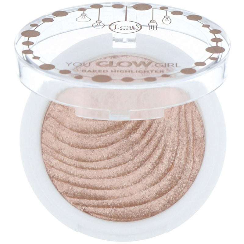 J.Cat Beauty You Glow Girl Compact Multi-Dimensional Highlighter, Highly Pigmented, Shimmery Baked Highlighter for Luminous Finish, Pink Goddess - Image 1