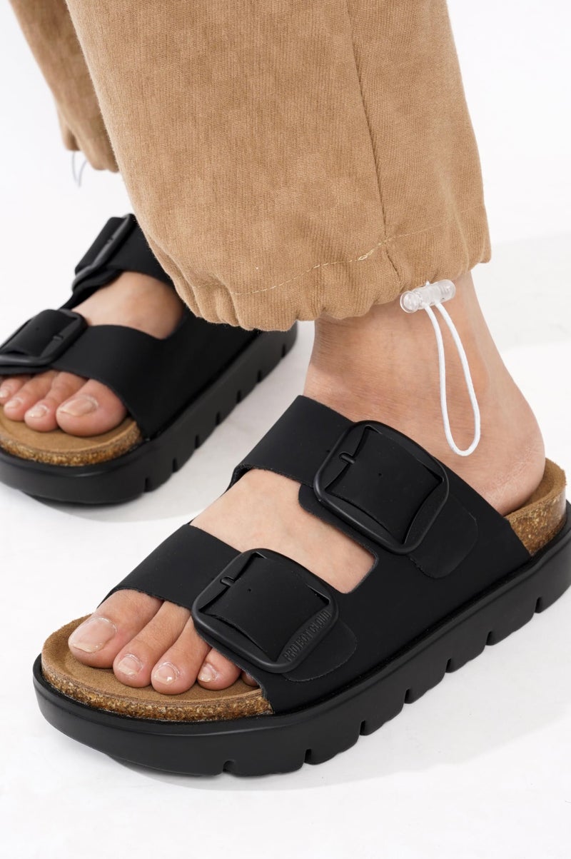 Project Cloud 100% Genuine Leather Platform Sandals Women Footwear - Wedge Chunky Slides for Women 2026 with Memory Foam Insole & Cork Footbed Womens Sandals (GreeceChunky) - Image 2